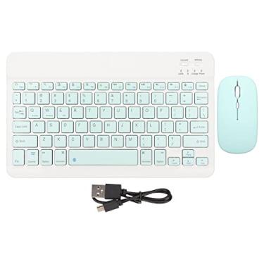 Imagem de Teclado e mouse sem fio, ergonomia ultra fina e silenciosa Macaron Color Cute Keyboard Mouse Combo, Teclado Bluetooth de 10 polegadas Mouse 3DPI (Verde)