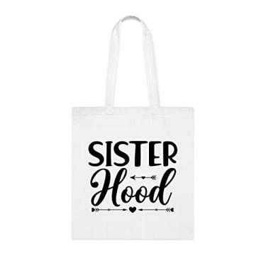 Imagem de Bolsa tote Sister Hood, Sister Hood, Presente para a Irmã Hood, Bolsa de ombro com capuz Sister Hood, Bolsas reutilizáveis, Presente para a Irmã do Irmão e Irmã s, Branco