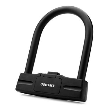 Imagem de USHAKE Bicycles U Lock, conjunto de trava de combinação de motocicletas, scooter de bicicleta, para uso pesado, com trava de portão para antifurto (preto de 14 mm)
