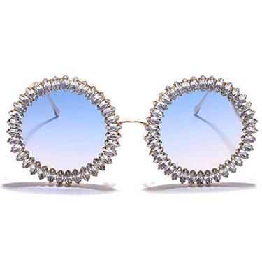 Imagem de Óculos de sol redondos de strass feminino óculos de designer de luxo grande diamante feminino óculos de sol vintage masculino tons, 3, mostrar como imagem