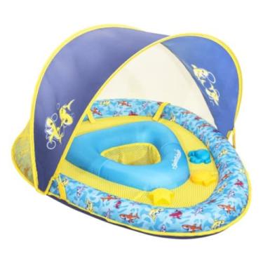 Imagem de Boia Com Cobertura Retrátil Bebe Proteção Fps 50+ Ajustável (Azul)