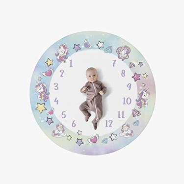 Imagem de Tapete Cenário Fotos Mesversário Unicórnio Redondo 1,25m