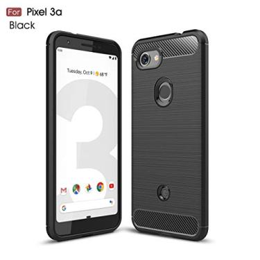 Imagem de YUNCHAO Caixa de telefone Textura escovada Caixa TPU de fibra de carbono para Google Pixel 3A capa para celular