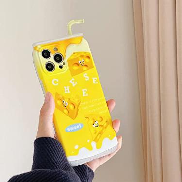 Imagem de 3D garrafa de bebida queijo queijo capa de telefone para iphone 13 pro max para iphone 12 pro max 11 lindos canudos macios capa traseira do telefone imd, a, para iphone 13