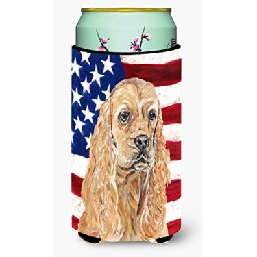 Imagem de Cocker Spaniel Buff USA American Flag Tall Boy Beverage Insulator Beverage Insulator Hugger
