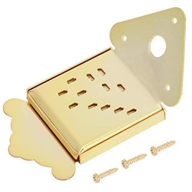 Imagem de Mandolin Metal Bridge Mandolin Tailpiece Replacement for 8/10/12 Loop-End String Mandolin(QB10 Golden without Pattern) Playing Accessories