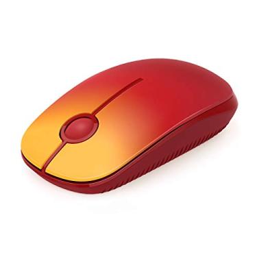 Imagem de Mouse sem fio – Mouse portátil fino de 2,4 G com nanoreceptor, mouse óptico móvel com menos ruído para notebook, PC, laptop, computador, Mac (amarelo gradiente para vermelho)