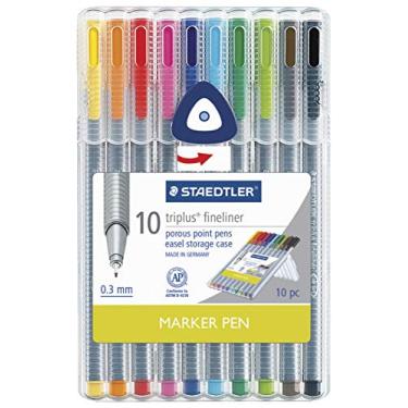 Imagem de Canetas marcadoras Triplus Fineliner da Staedtler, pacote com 10