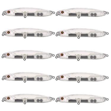 Imagem de FREE FISHER Iscas de pesca sem pintura, 20 peças de corpos de crankbait transparentes, iscas de lápis em branco, variadas iscas quadradas de plástico rígido, iscas de isca em branco 110 mm/13,5 g