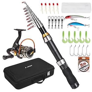 Imagem de Tingpai Va de pesca portátil e Reel Combo Telescópica Va De Pesca Pólo Spinning Reel Set Linha De Pesca Iscas Ganchos Barril Gi Com Bolsa De T nsporte Caso De Viagem De Pesca Pacote Completo Kit