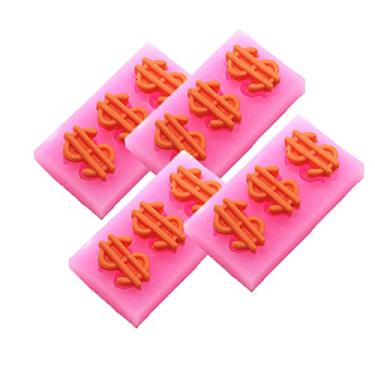 Imagem de Cestony Moldes de silicone com símbolo do dólar dos EUA para bolo faça você mesmo fondant biscoitos açúcar chocolate doces rígidos decoração de sobremesa (4 pes)