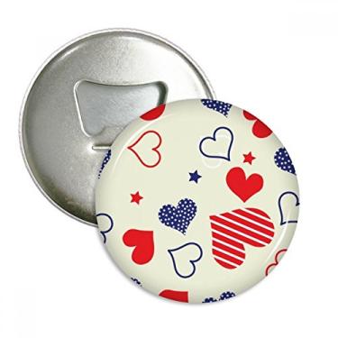 Imagem de Emblema multifuncional com ímã de geladeira e coração vermelho azul em forma de coração pentagrama América