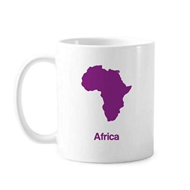 Imagem de Caneca com estampa de mapa de ilustração da África Roxa cerâmica xícara de porcelana de café louça