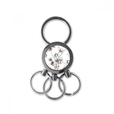 Imagem de Flores Brancas Desenho Arte Aço Inoxidável Metal Chaveiro Chaveiro Carro Chaveiro Clipe Presente, Multicolorido, Médio, Multicolorido, Medium