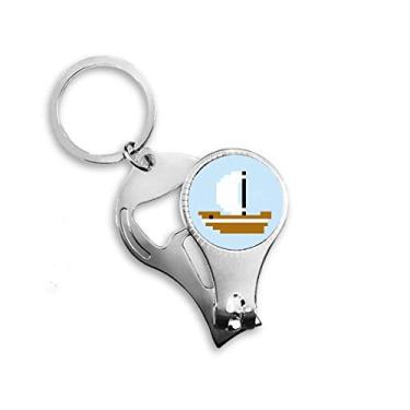 Imagem de Summer Sail Ship Sea Pixel Nail Nipper Ring Chaveiro Abridor de Garrafas Cortador