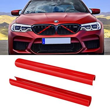 Imagem de Jaronx Compatível com acabamentos de inserções de grelha BMW para séries 1 2 3 4 5 6 7, F20 F22 F30 F32 G30 G32 G11 G12, compatível com BMW V Brace Wrap Covers Red Grill Stripes (vermelho)