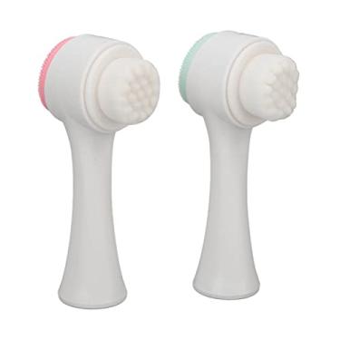 Imagem de Pincel para Lavar o Rosto, 2 Pincéis de Limpeza Facial de Silicone Macio Com Cerdas de Fibra para o Rosto