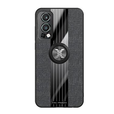 Imagem de Capa flip compatível com One Plus Nord 2 5G Case, com suporte magnético de 360°, capa multifuncional textura de tecido à prova de choque capa protetora de TPU resistente capa traseira do telefone (cor: preto)