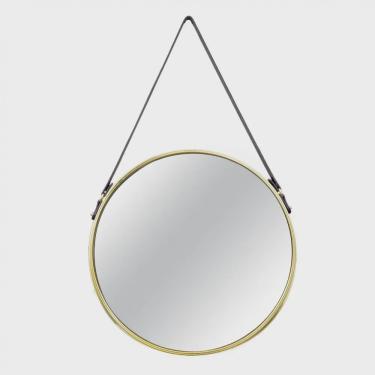 Imagem de Espelho Redondo Decorativo de Metal - Dourado 45,5cm