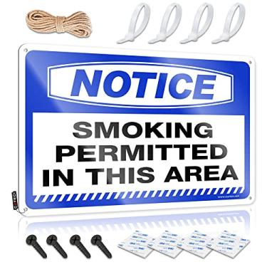 Imagem de Aviso engraçado de decoração de casa aviso fumar permitido nesta área sinal de lata placas de lata de metal regras de acampamento (tamanho : 30x40cm)