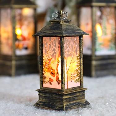Imagem de Aditam lâmpada de vento retrô padrão de impressão de natal para casa luz noturna decoração de mesa de natal (grande bronze papai noel) Double the comfort