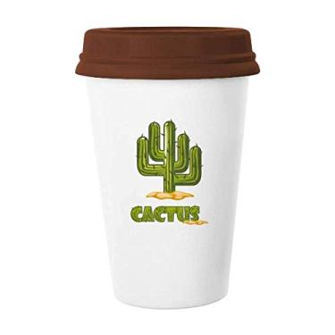 Imagem de Suculentas de cacto, caneca de planta verde, copo de cerâmica para café