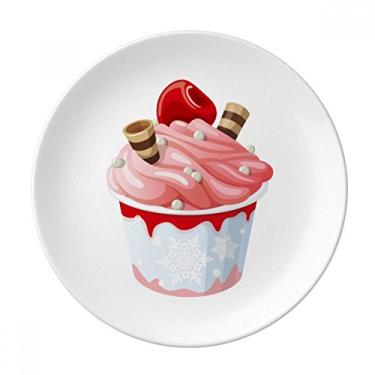 Imagem de Prato de sorvete de porcelana decorativa com sabor de cereja rosa