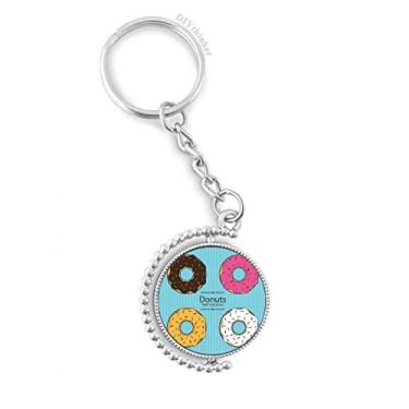 Imagem de Chaveiro giratório de quatro cores, rosquinha, sobremesa, doce, acessório de disco