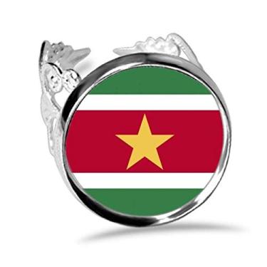 Imagem de DIYthinker Anel de noivado ajustável com bandeira nacional da América do Sul do Suriname