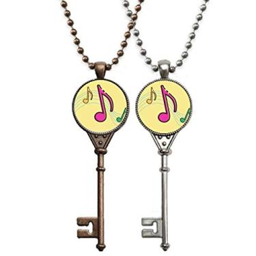 Imagem de OFFbb-USA Colar de chaves musicais com pingente para decoração de casais