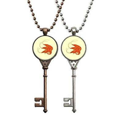 Imagem de OFFbb-USA Colar de camarão com pingente de chave de camarão e frutos do mar, decoração de casais