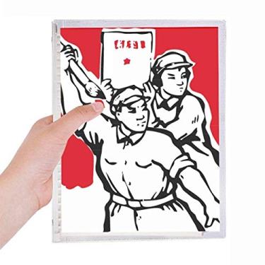 Imagem de Caderno de Papel Comunista Patriotismo Vermelho Folhas Soltas Diário Recarregável Papelaria