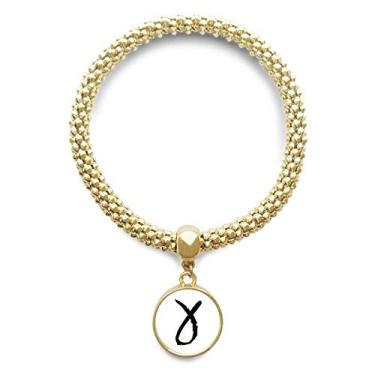 Imagem de DIYthinker Corrente de joias com pingente redondo de ouro com contorno preto Gama do alfabeto grego