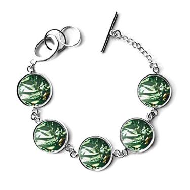 Imagem de DIYthinker Bracelete com pingente de corrente para foto da natureza da folha verde