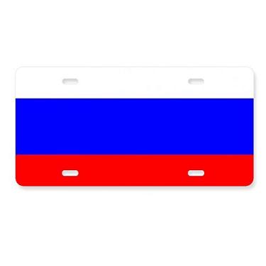 Imagem de DIYthinker Placa de licença com bandeira nacional da Rússia para decoração de placa de carro em aço inoxidável