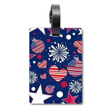 Imagem de Bandeira dos EUA Love Heart Star Festival Mala Etiqueta para Bagagem Cartão de Bagagem Scutcheon Etiqueta