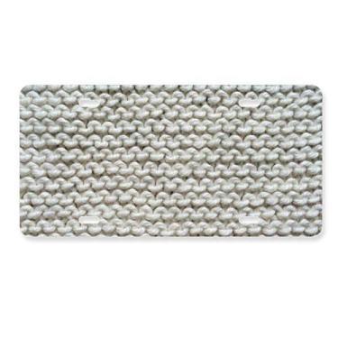 Imagem de DIYthinker Tecido de malha de linho cinza abstrata placa de carro decoração acessório de aço inoxidável