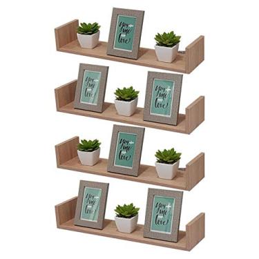 Imagem de Kit 4 Prateleiras U 50 x 25cm Carvalho Suporte Invisível