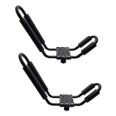 Imagem de AfterMokit Suportes de caiaque com braço superior de espuma de 13,5 x 38,1 cm para rack de teto, suportes de carro SUP, suportes de teto J Bar com tubo de aço de 2 cm, preto, 1 par