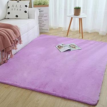 Imagem de jia cool Tapete de pele de coelho sintético premium, 80 x 200 cm, tapete de pele de coelho fofo, tapete para quarto e sala de estar, decoração luxuosa para casa interior, tapetes de pelúcia para piso lateral, neve azul