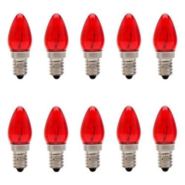 Imagem de 10 Lâmpada Chupeta Vermelha 7W Incandescente E-14 127V - Brasfort