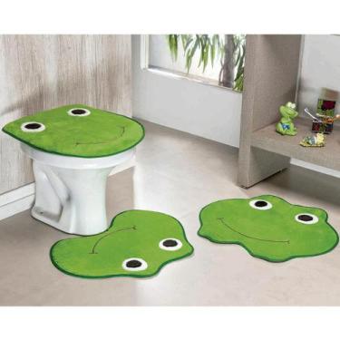 Imagem de Kit Tapetes De Banheiro Sapinho Antiderrapante 3 Peças - Verde Pistach