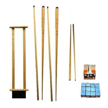 Imagem de Kit Taqueira 4 Tacos 1,30m 2 Peq. 1 Cx Giz Azul E Br  Sinuca