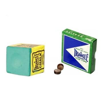 Imagem de 2 Sola Triângle + 1 Giz Verde Triângle Taco Sinuca Bilhar