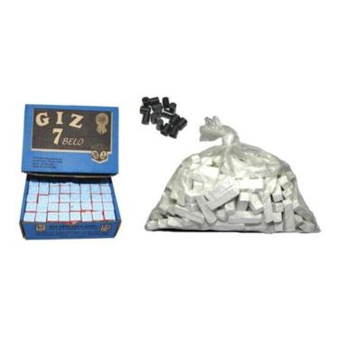 Imagem de Kit 1 Kg Giz Branco + 144 Azul + 50 Ponta Taco Sinuca Bilhar