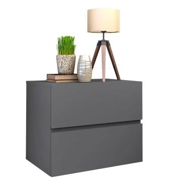 Imagem de mesa de cabeceira para quarto casal de parede cor cinza