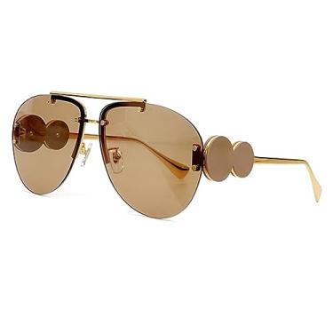 Imagem de Óculos de sol retrô sem aro Lentes de liga leve Gradiente Óculos de sol Gratuito UV400, Óculos de sol nº 4, tamanho único