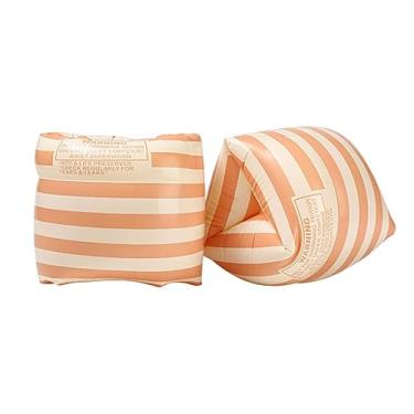 Imagem de Almencla 2x Braço Floatie Mangas Infláveis Braços de Natação Braceletes de Tubo de Desenho para Adultos Crianças Braço de Natação Flutua Anéis de Braço, laranja