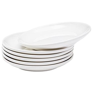 Imagem de Vikko Prato de sobremesa, conjunto de 6 pratos brancos, porcelana fina, pratos de sobremesa empilháveis de 15 cm, pode ser lavado na lava-louças