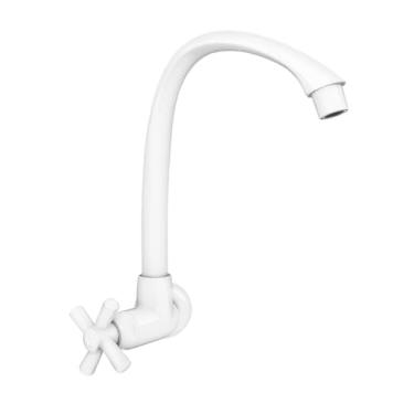 Imagem de Torneira para Cozinha Parede Alta Bica Móvel Cross Branco Tigre 1/2